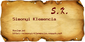 Simonyi Klemencia névjegykártya